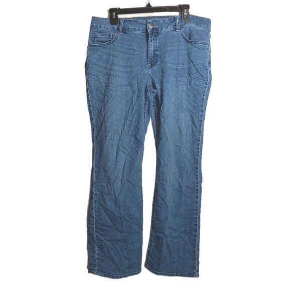 Riders By Lee Straight Jeans Womens 14 Petite Medium Wash Midrise Stretch Denim - Picture 1 of 4